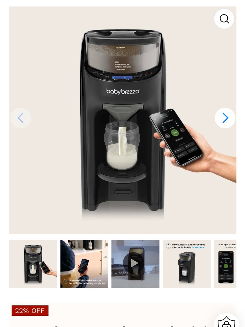 Babybrezza Black Smart Formula Pro - Wi‑Fi Baby Bottle Maker